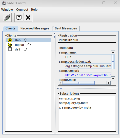 SAMP Control window showing DS9 client is active.