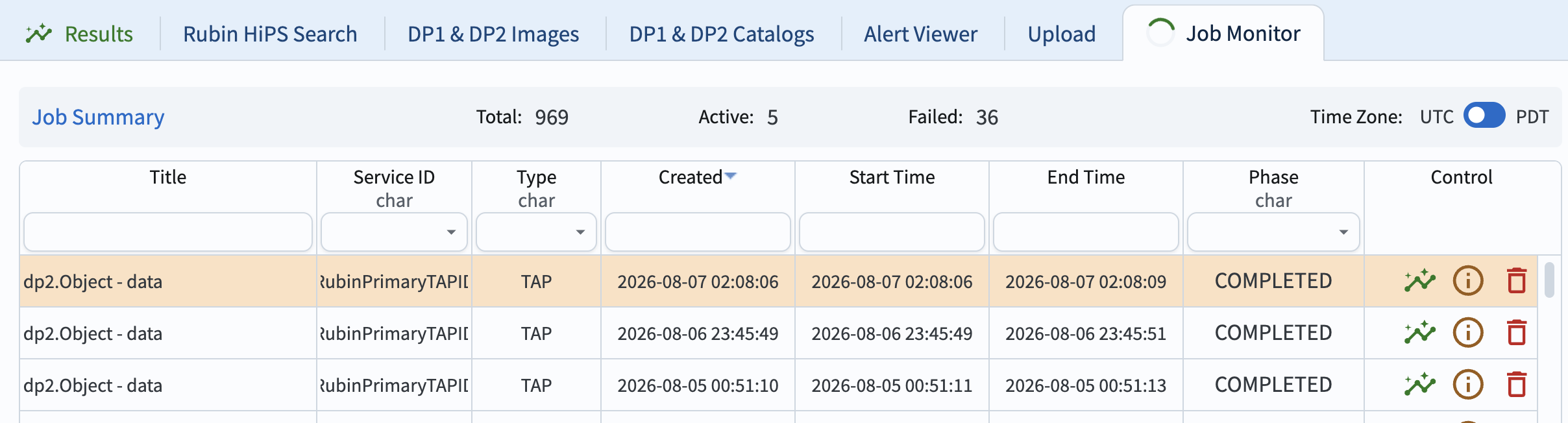 Job monitor screenshot.