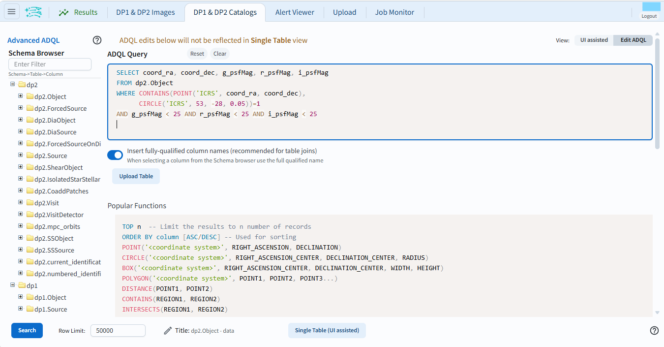 The ADQL interface.