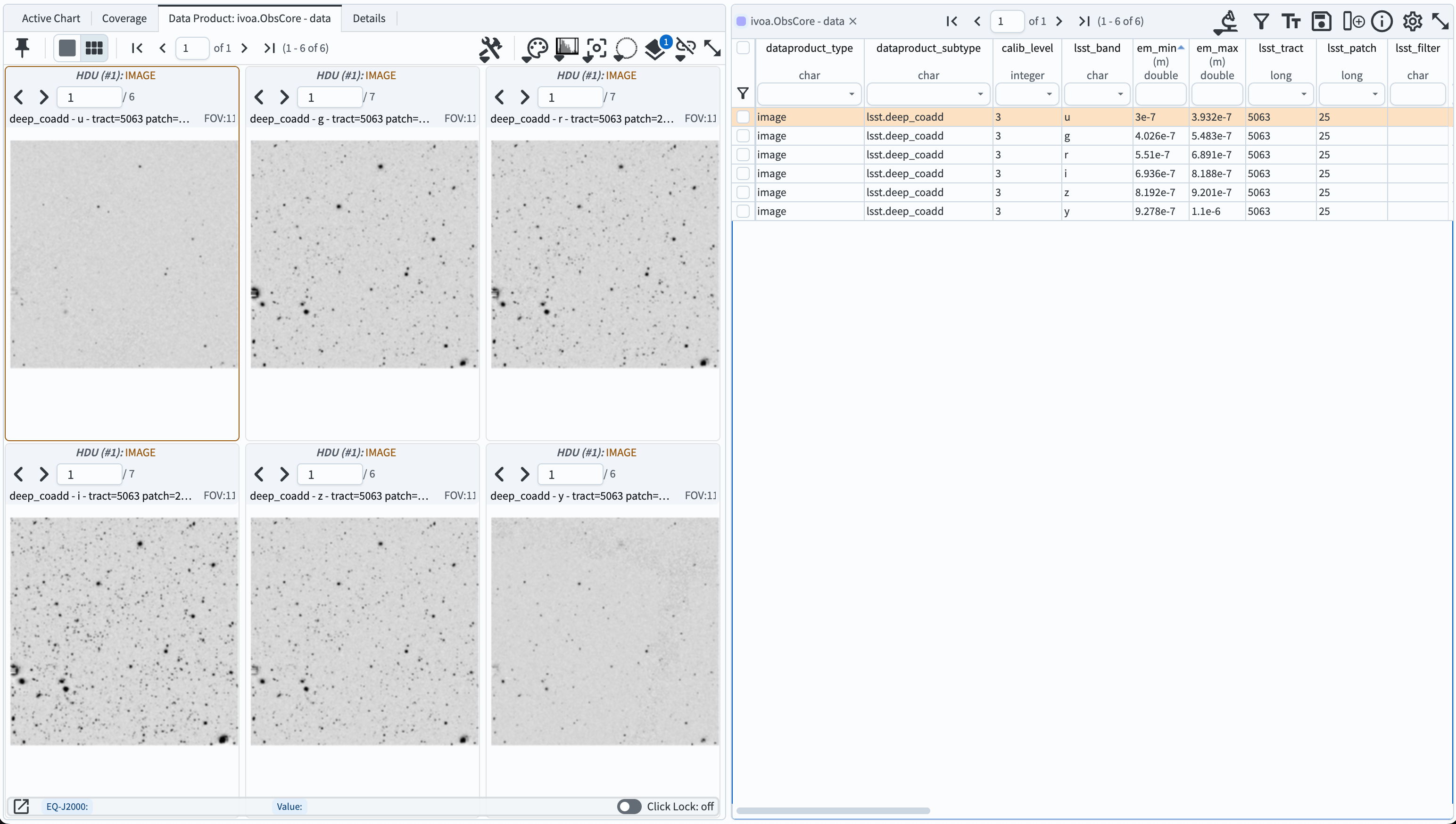 Side-by-side view of images and the table.