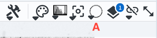 The buttons to access dropdown menus for color and image scaling.